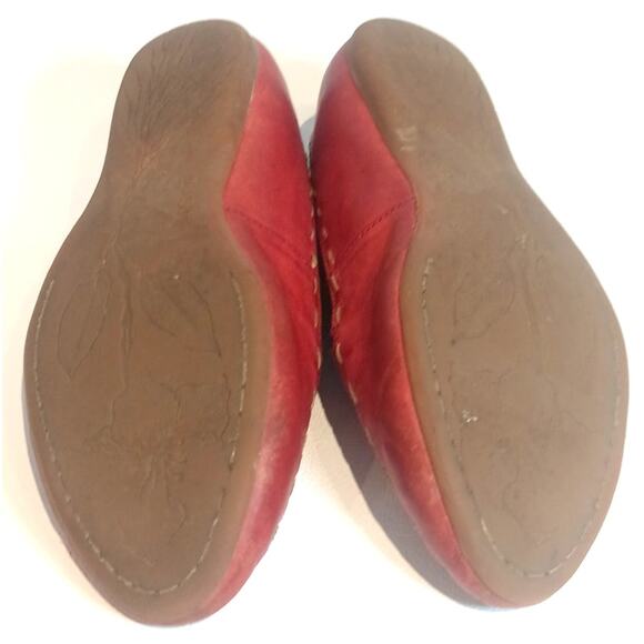 BORN WMS 8 MAPLE LOAFERS RED LEATHER BASKET WEAVE BOHO - Picture 8 of 9